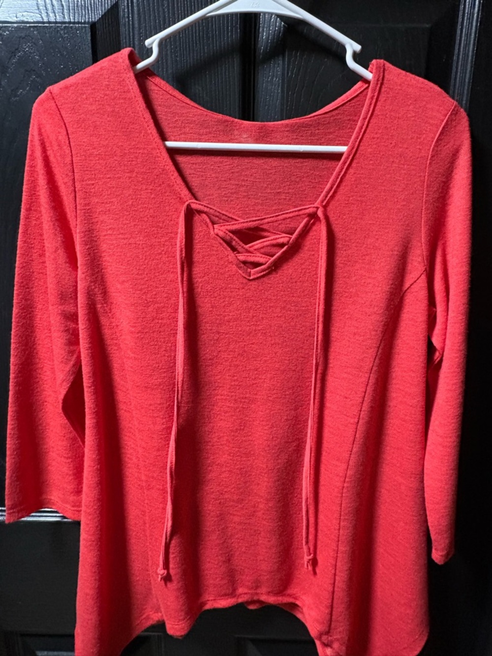 Como Vintage Coral Red Lace-Up Tunic Top